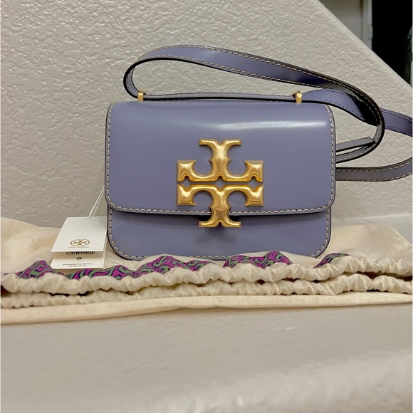Tory Burch Eleanor Spazzolato Small Convertible Crossbody Bag Dark Lotus - Picture 1 of 8